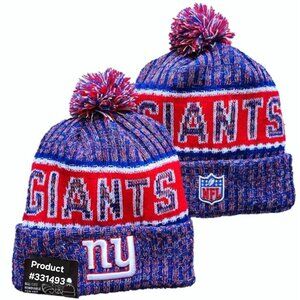 NWT New York Giants NFL Sports Knit Pom Beanie Fleece Lining OSFA‎ Unisex